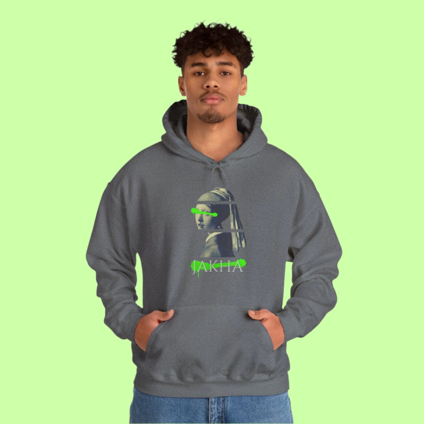 Urban-style hoodie with a Roma girl’s portrait, eyes full of story, blending culture and streetwear.