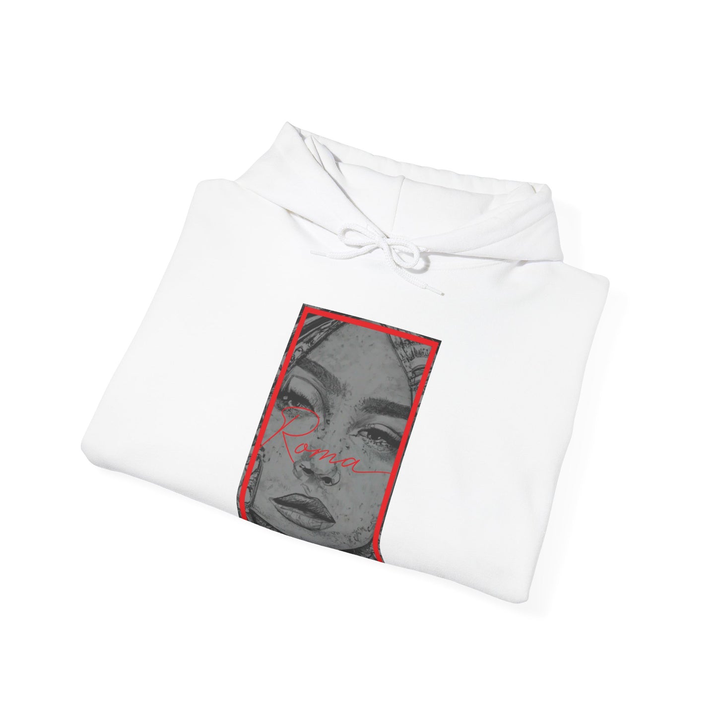 Hoodie showcasing a detailed close-up portrait of a girl’s face with expressive eyes.