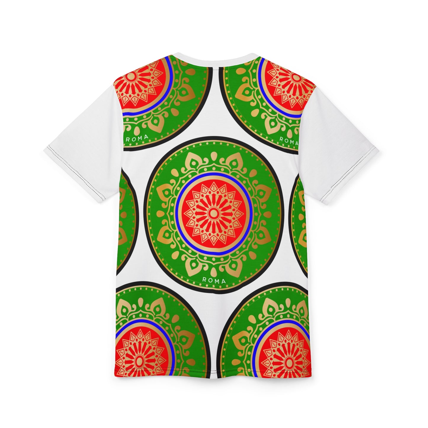 Short sleeve t-shirt featuring a circular Roma emblem at the center.