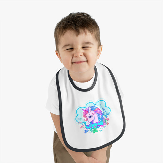 white baby toddler bib unicorn sketch szukar design