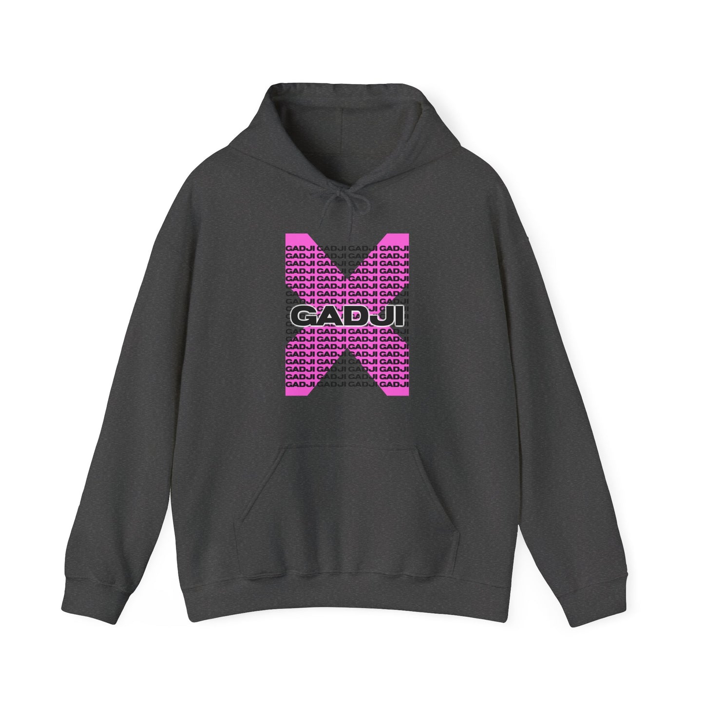 Bold hoodie with front GADJI typography and Roma sketch art