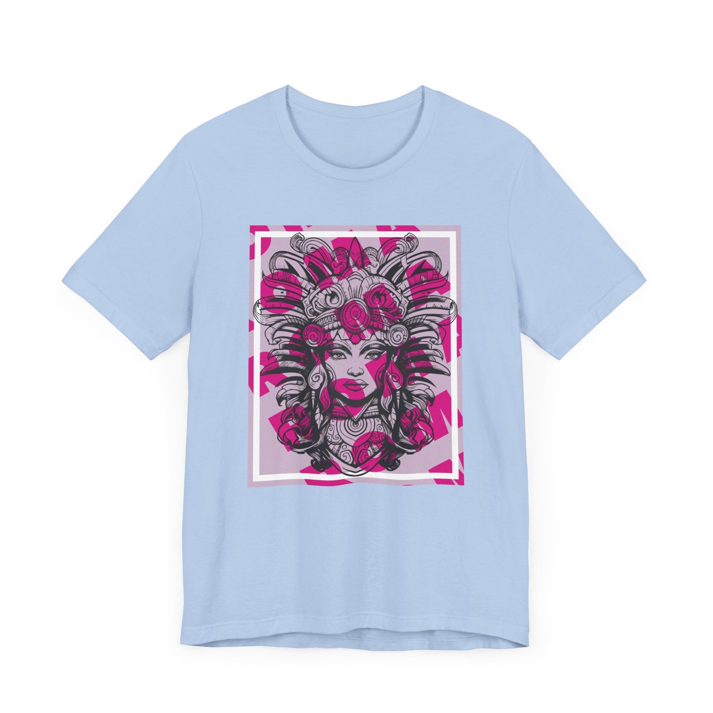 T-shirt displaying GADJI text in stylized Roman lettering with chiseled stone textures.