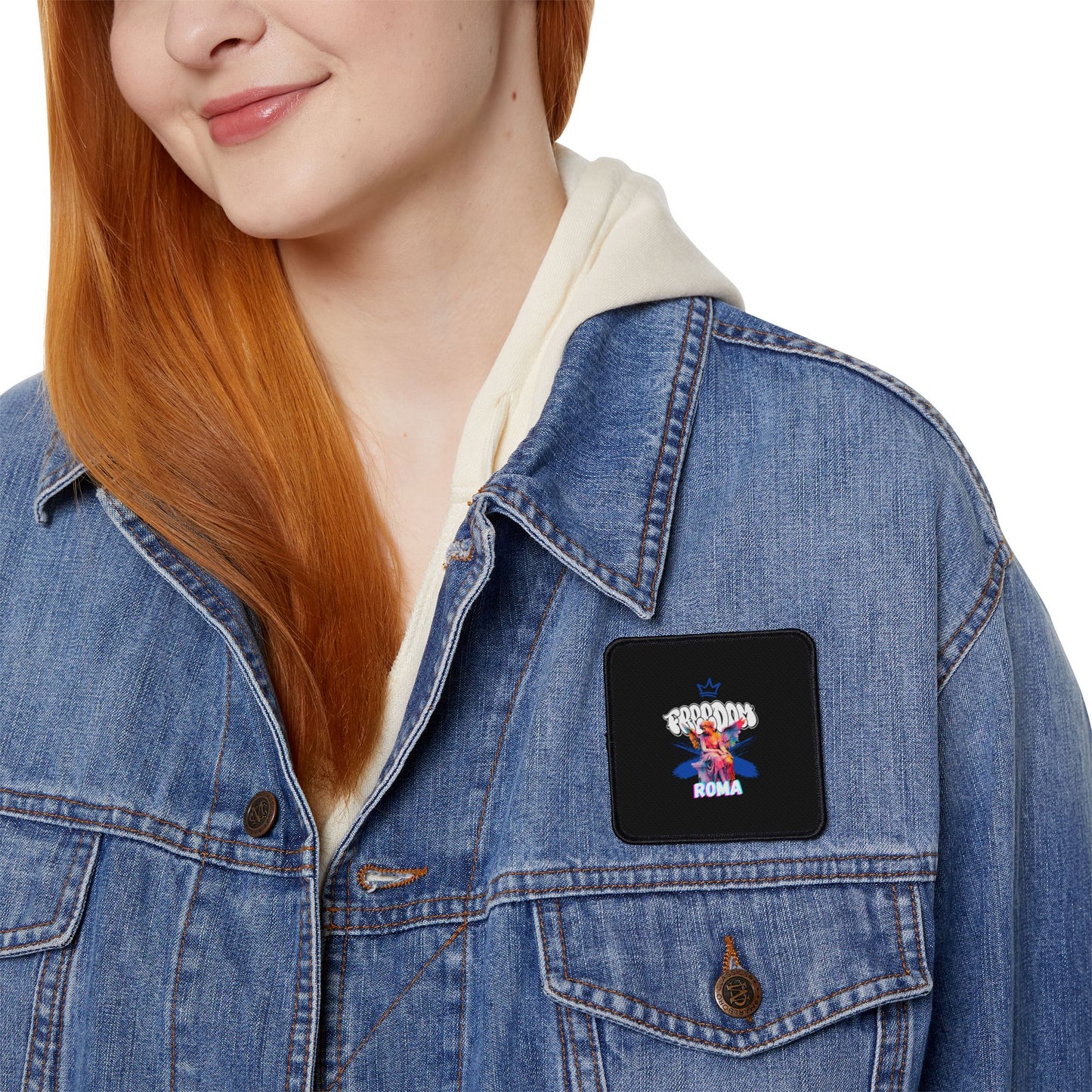 Angel-themed patch with bold “FREEDOM” lettering above and “ROMA” written beneath the angel.