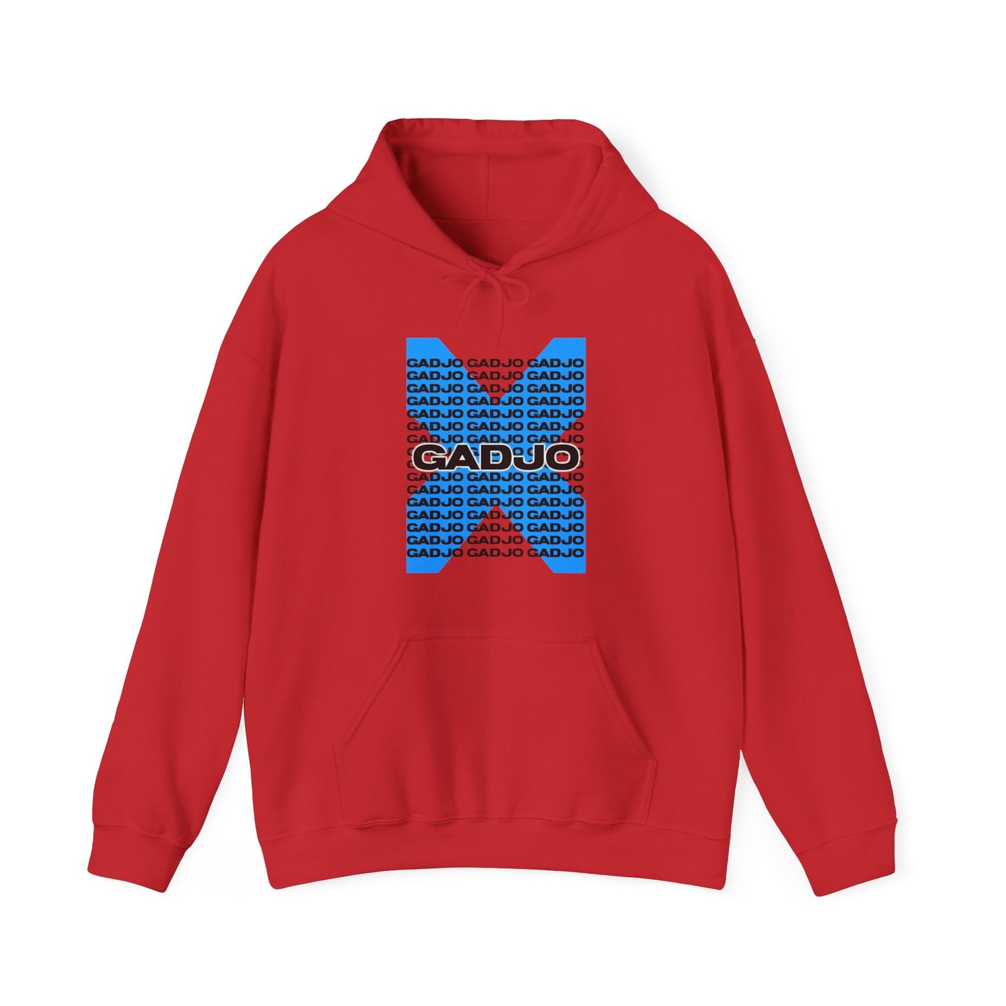 Streetwear-inspired hoodie showcasing “GADJO” wrapped inside a circular emblem on the front.