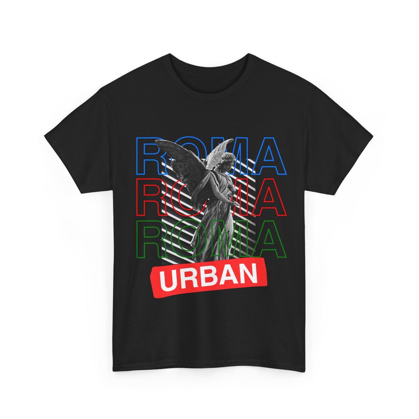 black t-shirt tee front angel sketch roma urban design