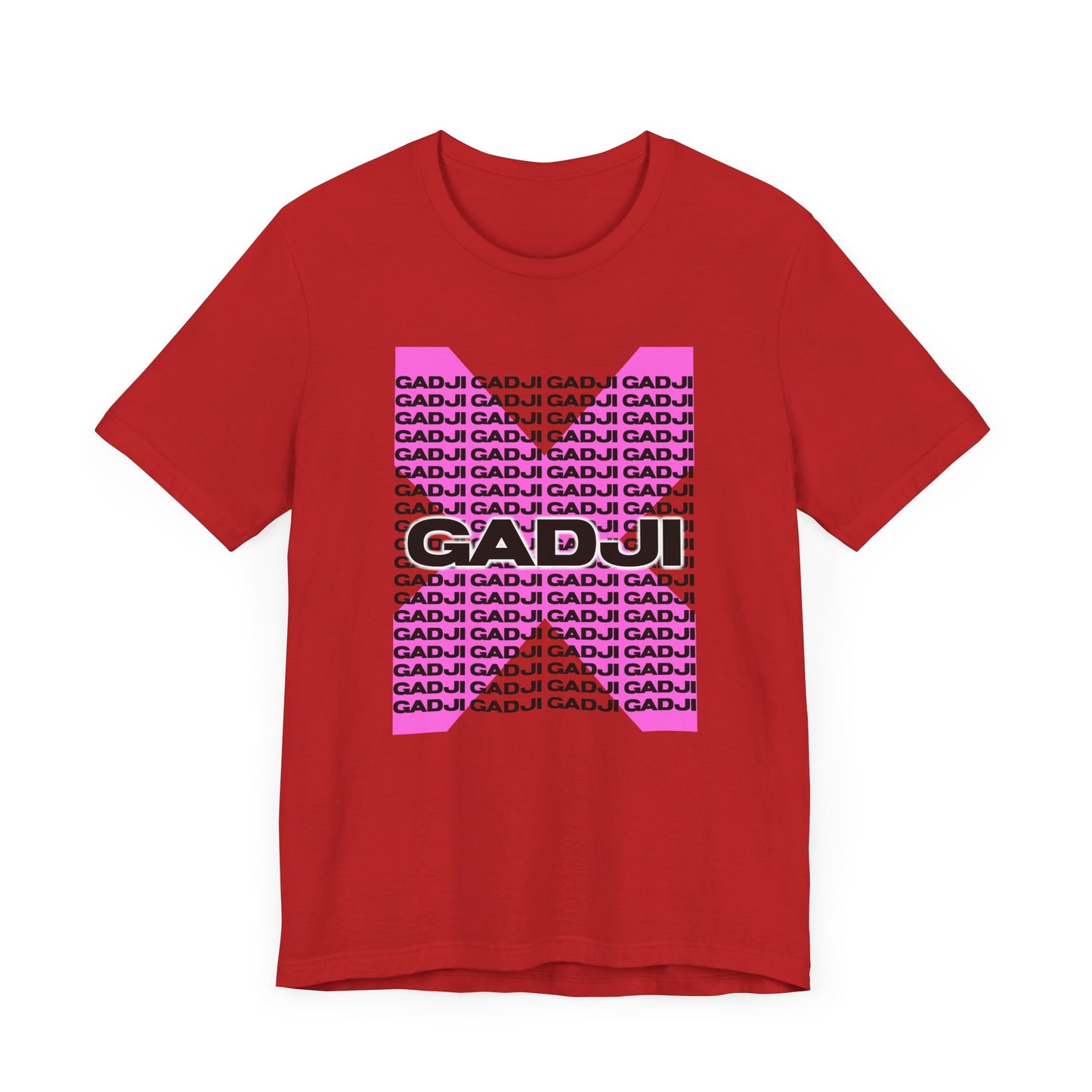 Cream t-shirt with large vintage GADJI font across the chest and subtle Roma details.