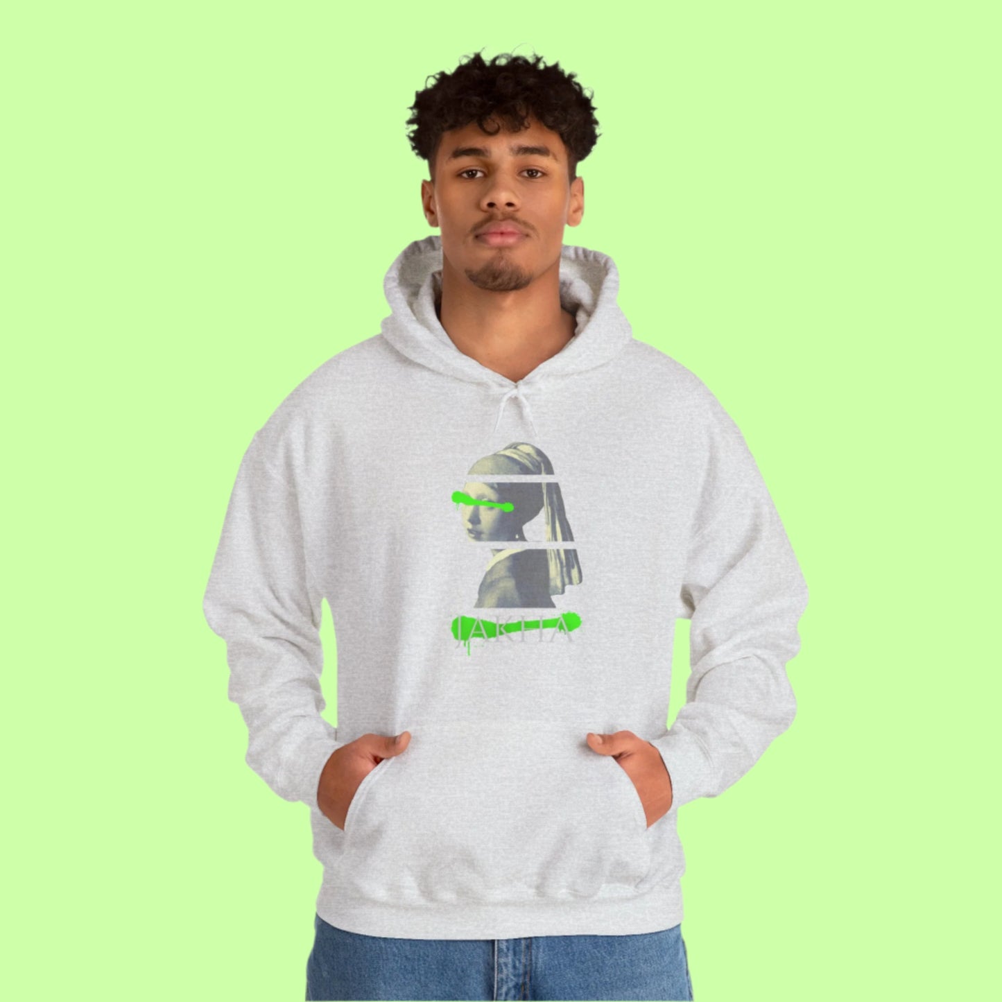 Hoodie featuring a striking portrait of a Roma girl with symbolic design elements woven into the artwork.