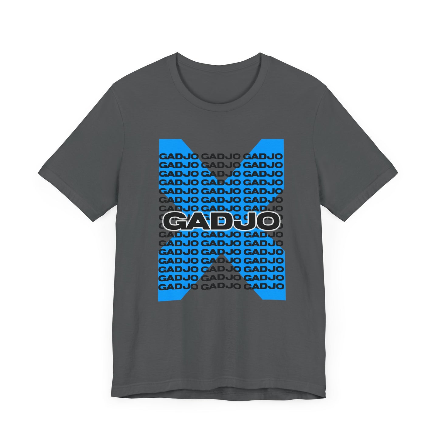Short sleeve t-shirt featuring bold GADJO text across the chest.