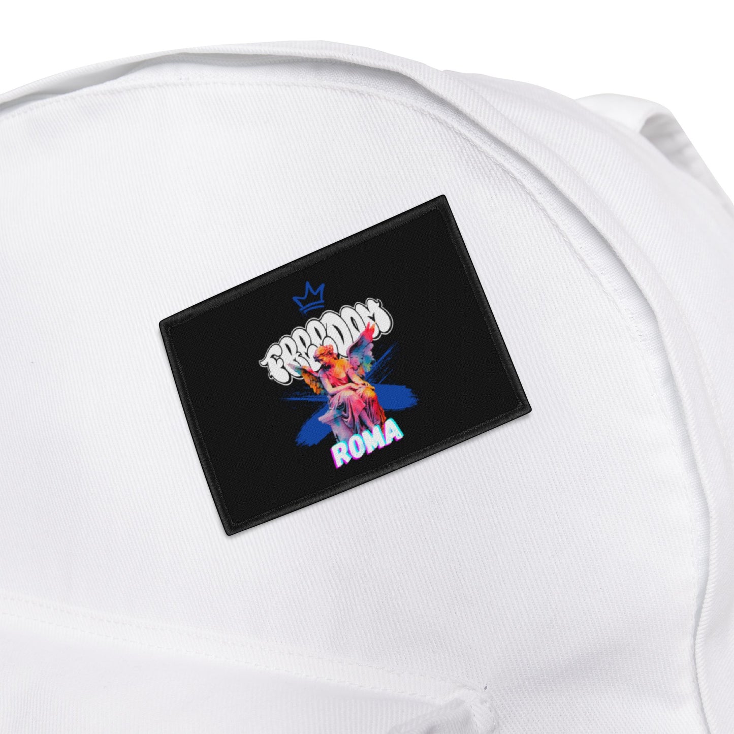 Embroidered patch featuring an angel with the word “FREEDOM” above and “ROMA” below.