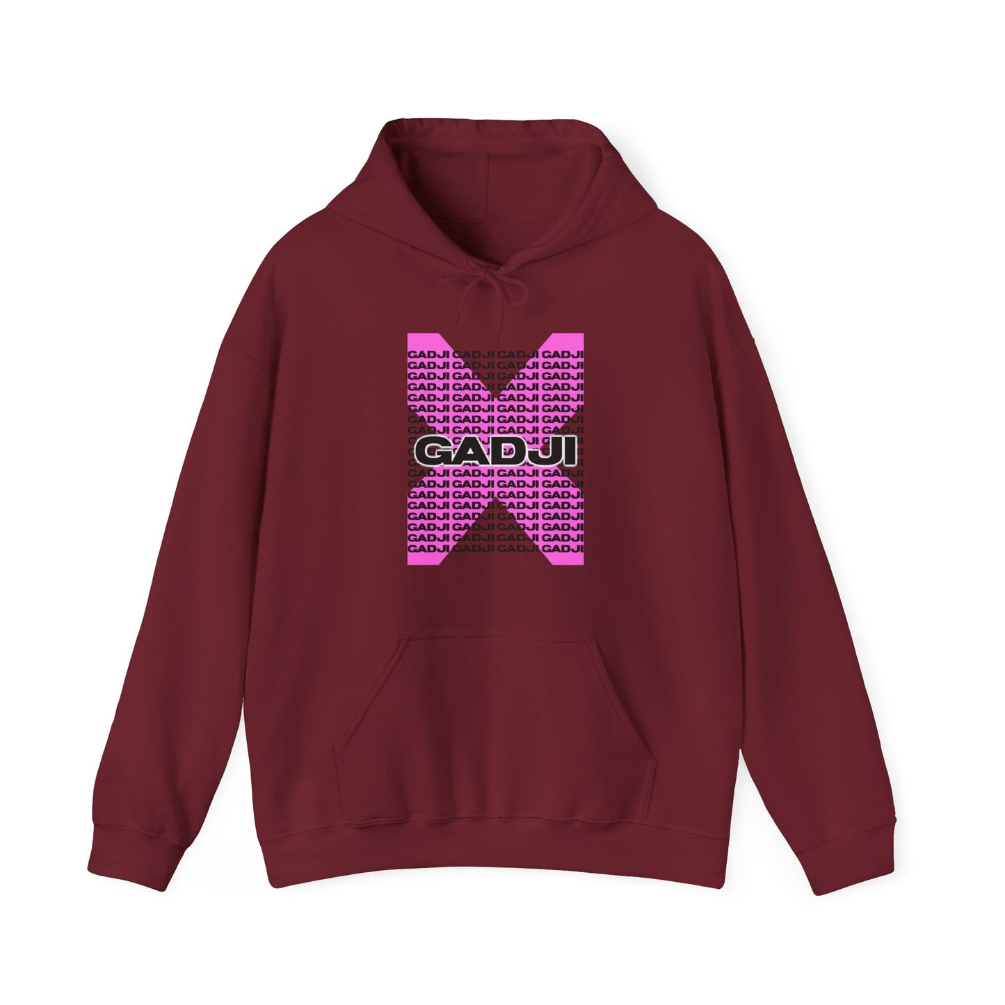 Maroon hoodie adorned with artistic Roma-style sketch