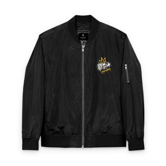 Black technical jacket with a subtle sheen and hydrophobic finish