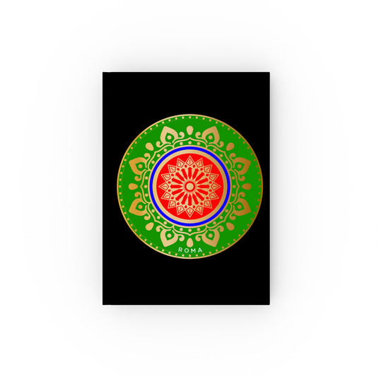 Elegant notebook with a vintage ROMA script and subtle marble background.