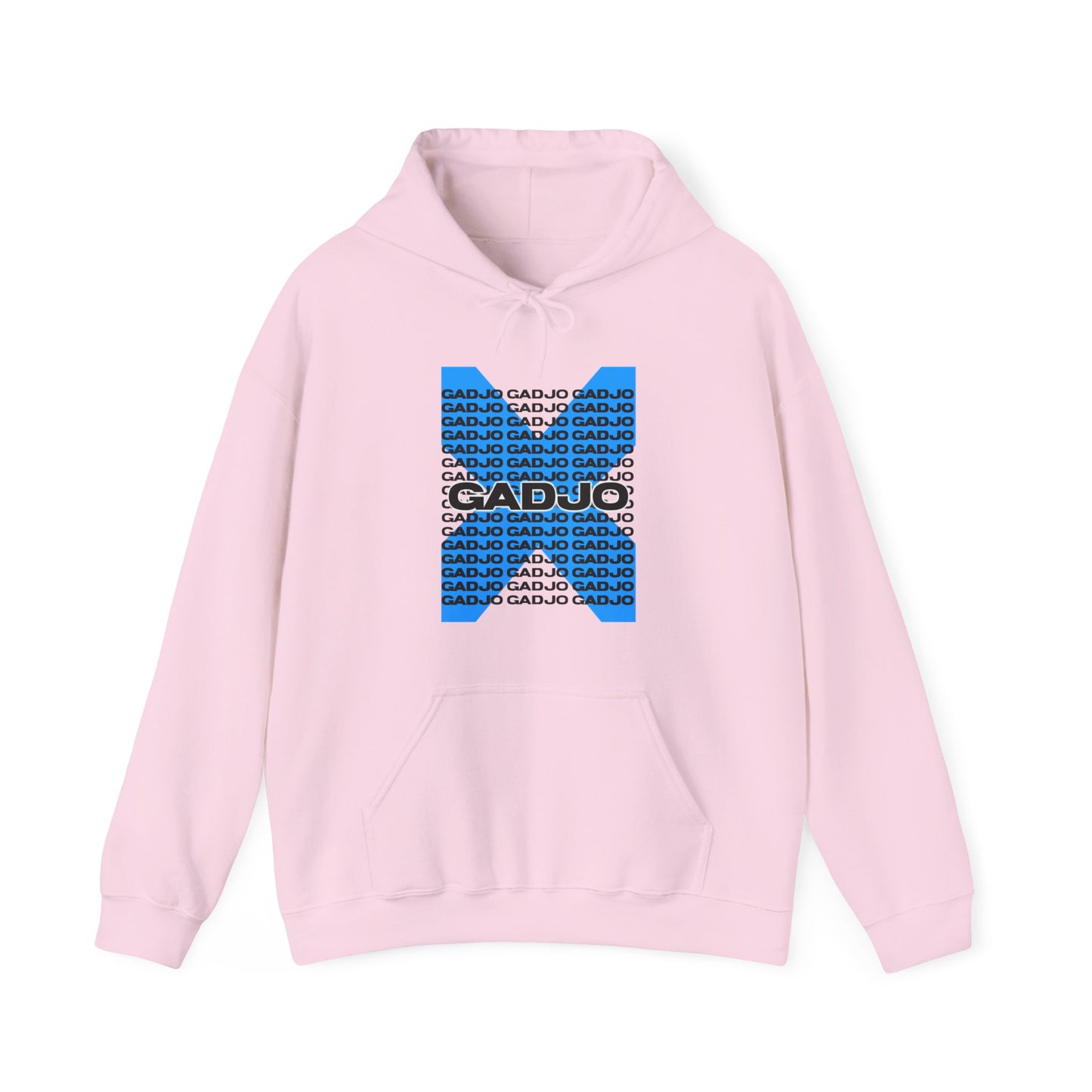 Hoodie with “GADJO” lettering designed as if hand-painted with brushstroke effects.