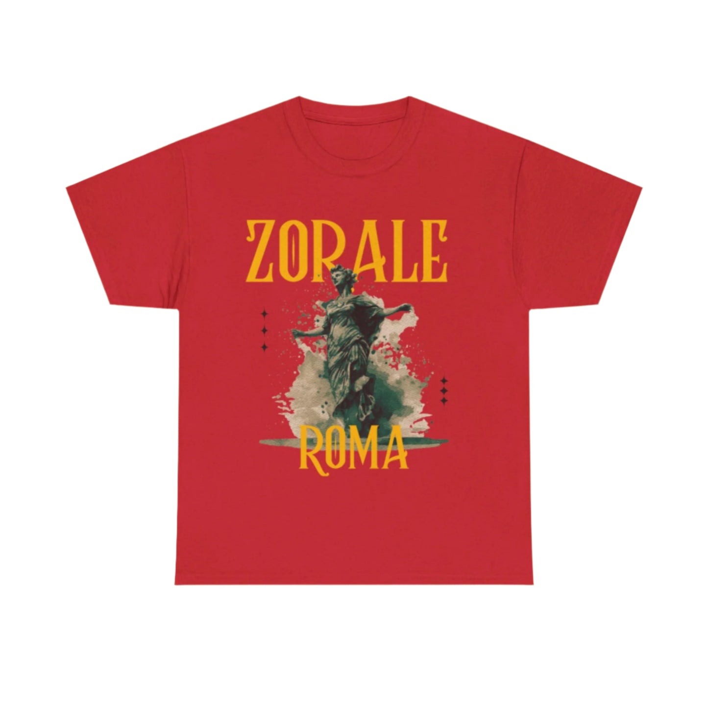 Street-style tee by Szukar Roma with ZORALE branding and angel statue graphic