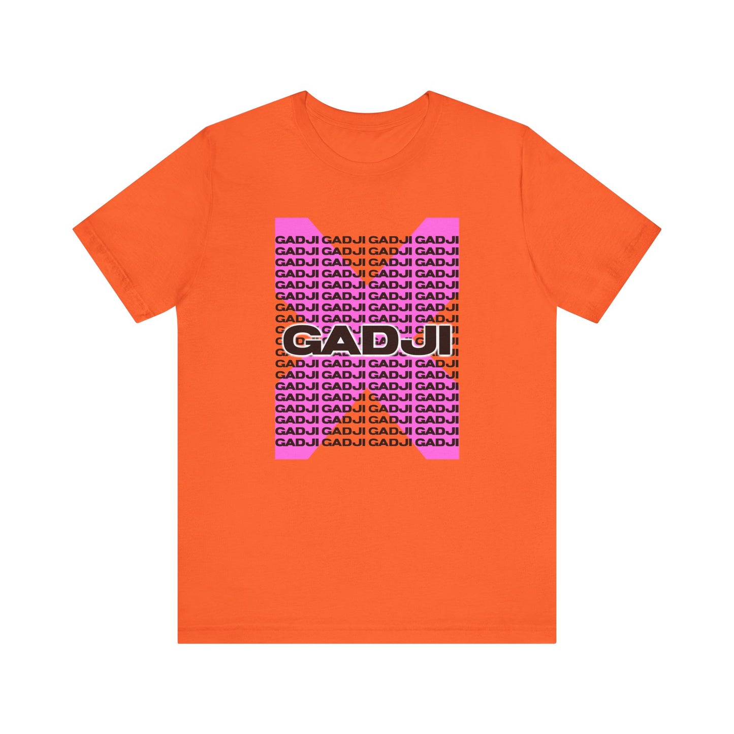 T-shirt with bold red GADJI text over a white base, designed for casual daily wear.