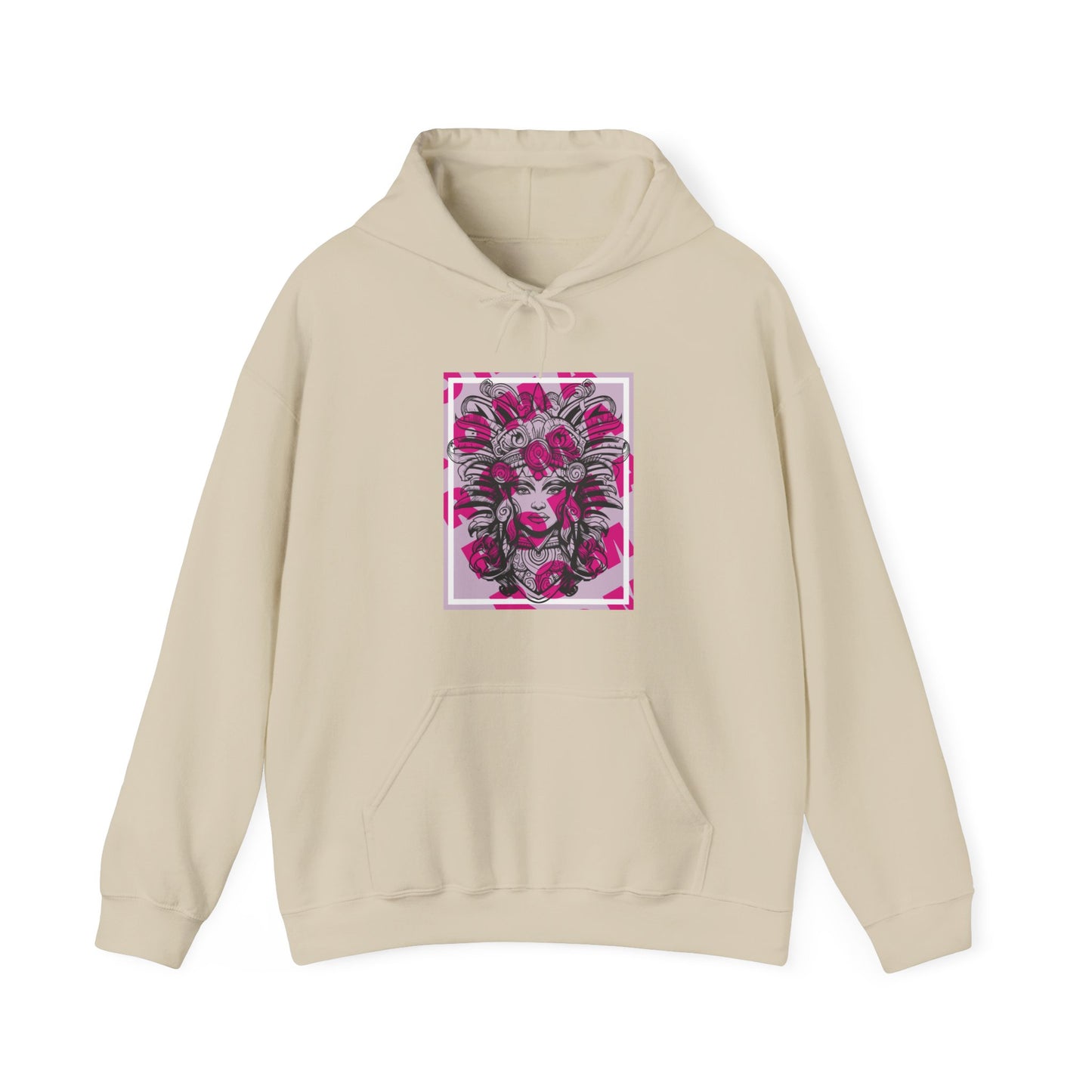 Hoodie with an intense close-up face illustration, capturing raw emotion and style.