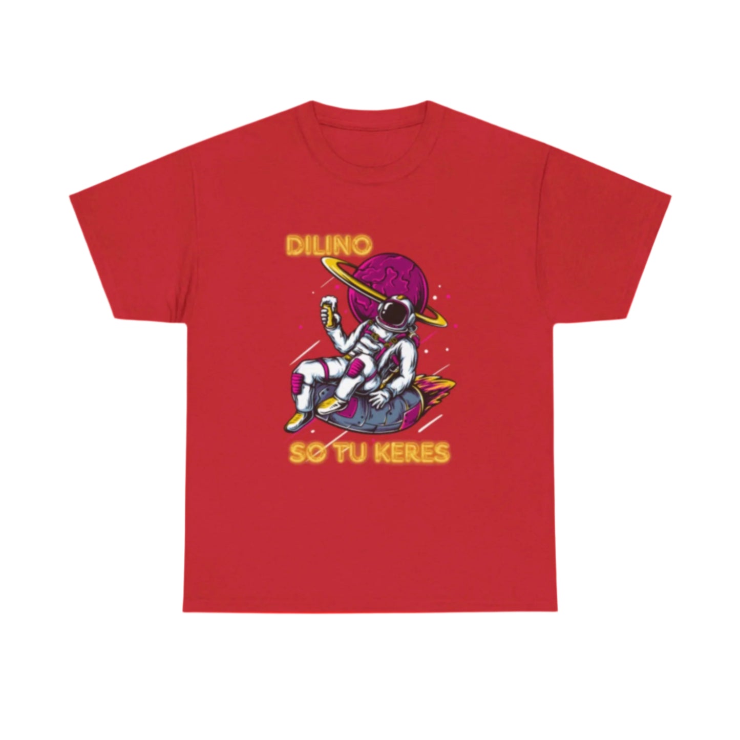 Casual tee featuring large ‘DILINO’ lettering, a nastrabnout graphic, and ‘SO TU KERES’ slogan