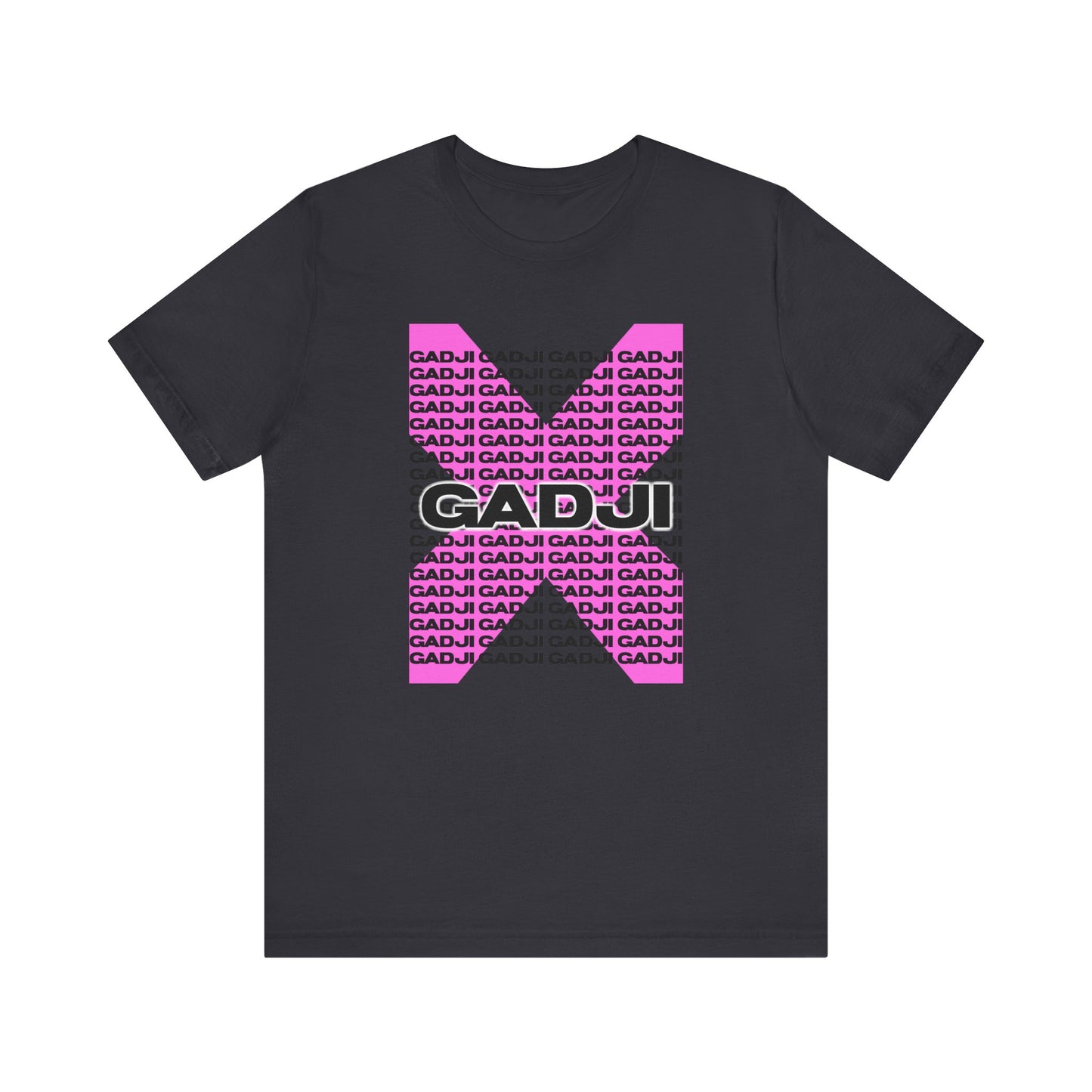 Cotton short sleeve shirt with spray-paint-style GADJI lettering in graffiti font.