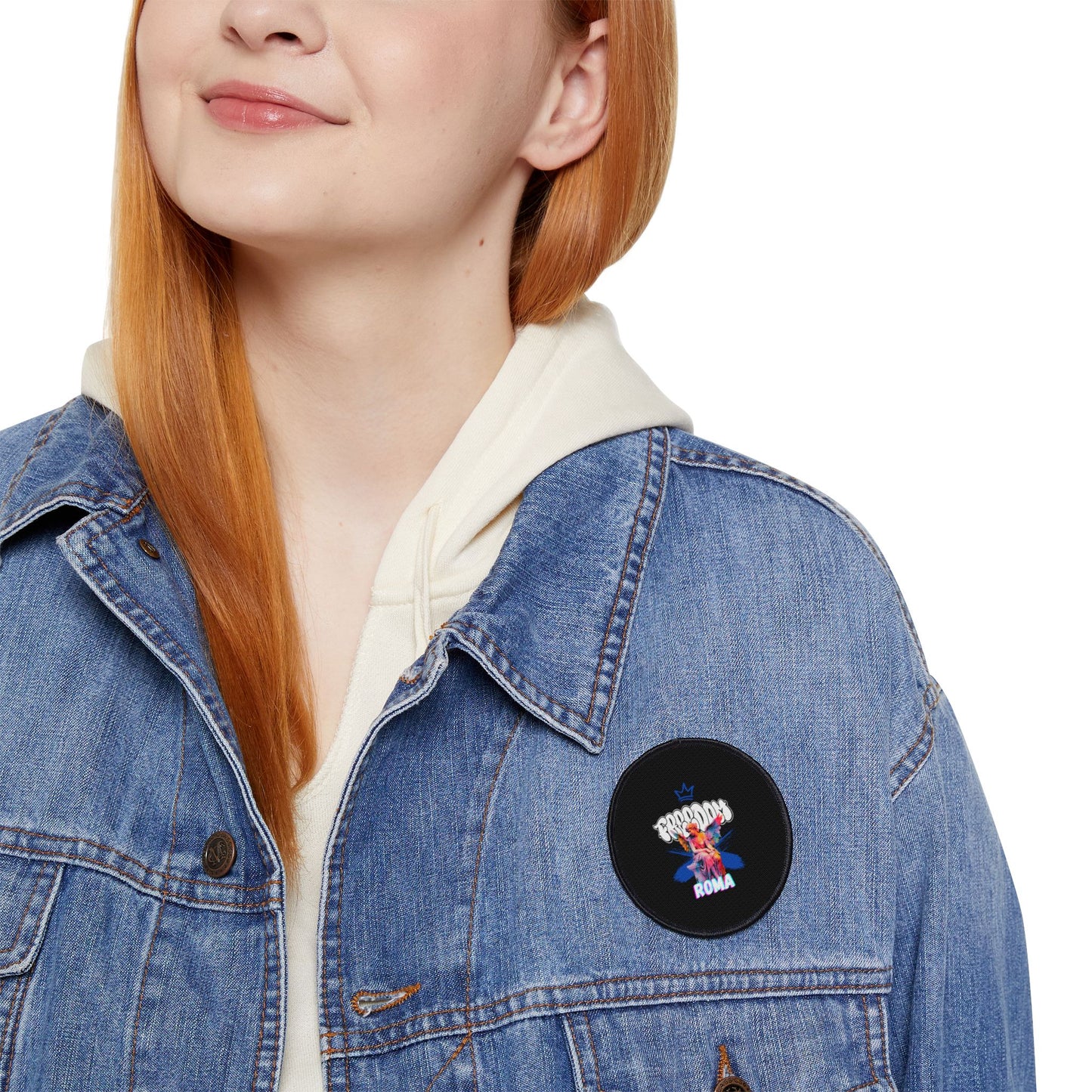 Unique patch displaying a celestial angel with “FREEDOM” on top and “ROMA” positioned below.