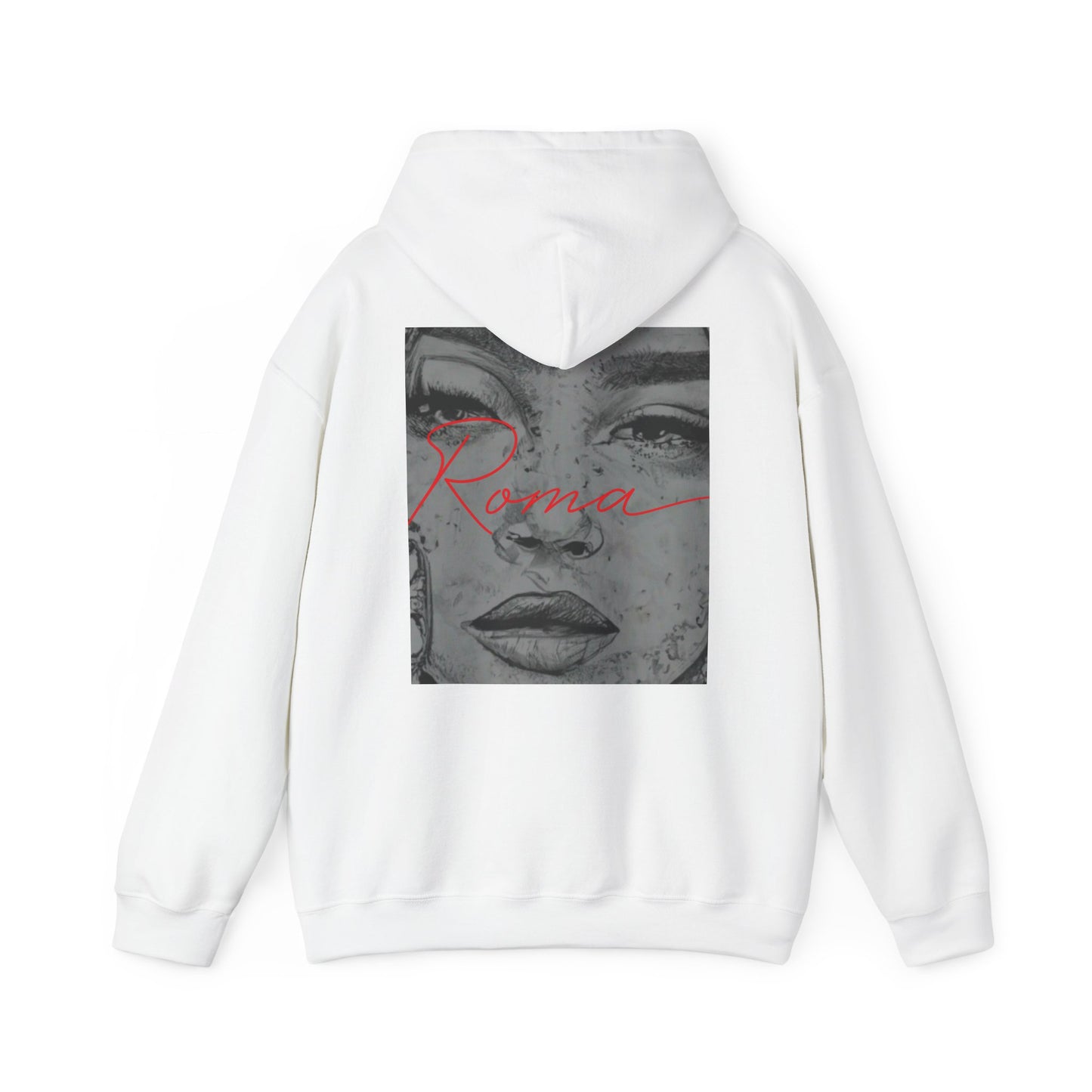 Soft hoodie with an artistic close-up illustration of a girl’s face, highlighting delicate features.