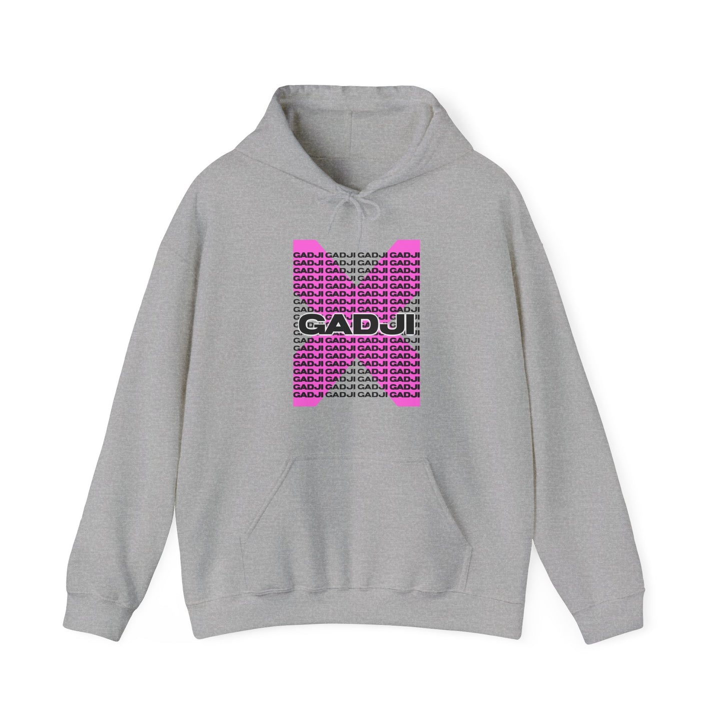 Modern streetwear hoodie with Roma script and GADJI art
