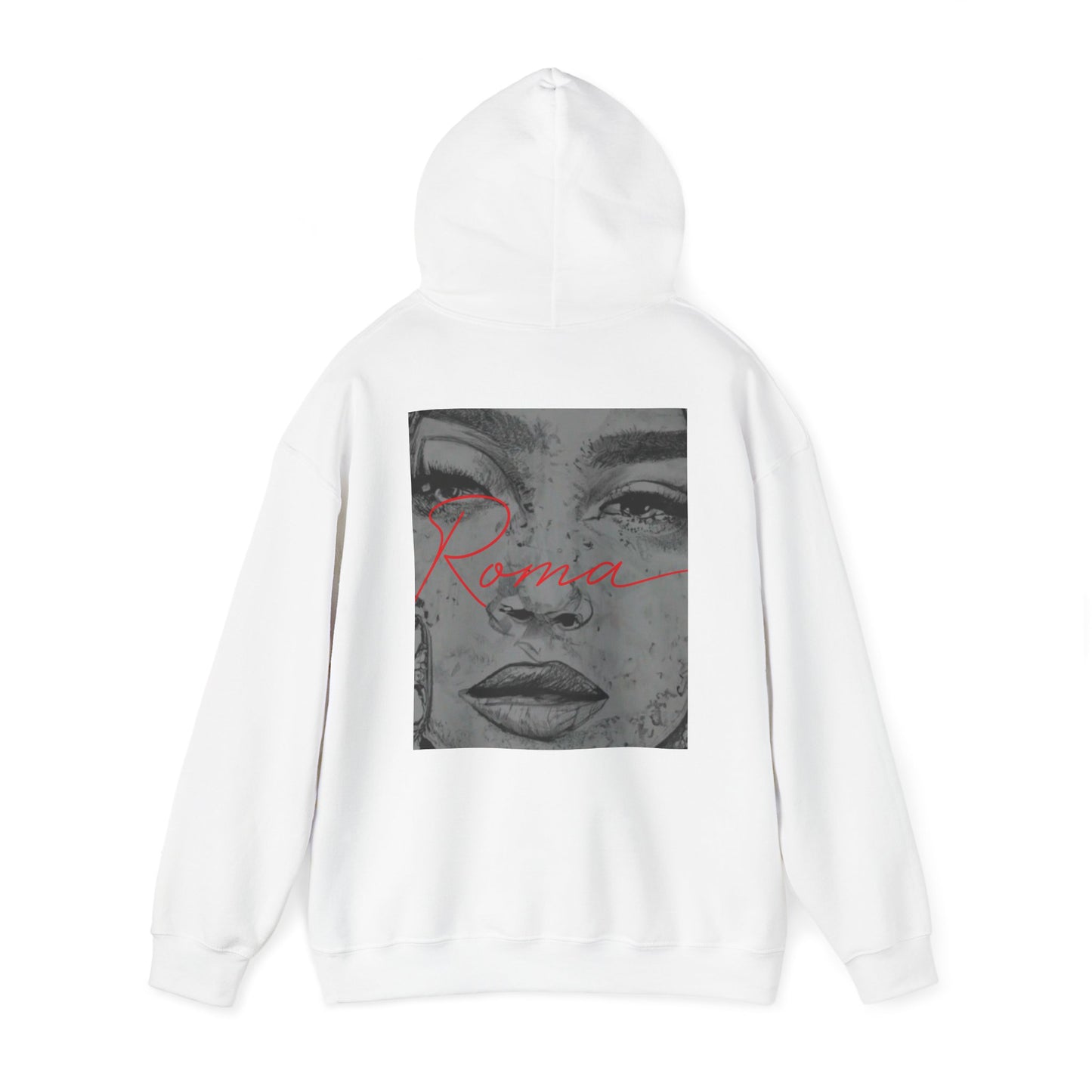 Cozy fleece hoodie featuring Roma flag colors intertwined with tribal-inspired motifs.