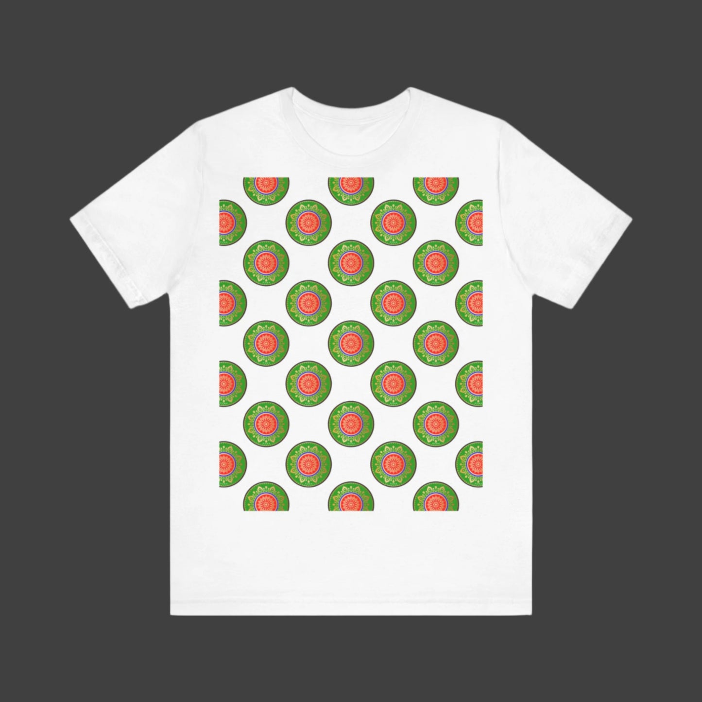 T-shirt with ethereal tribal artwork portraying a girl with flowing hair, wrapped in symbolic Roma elements.