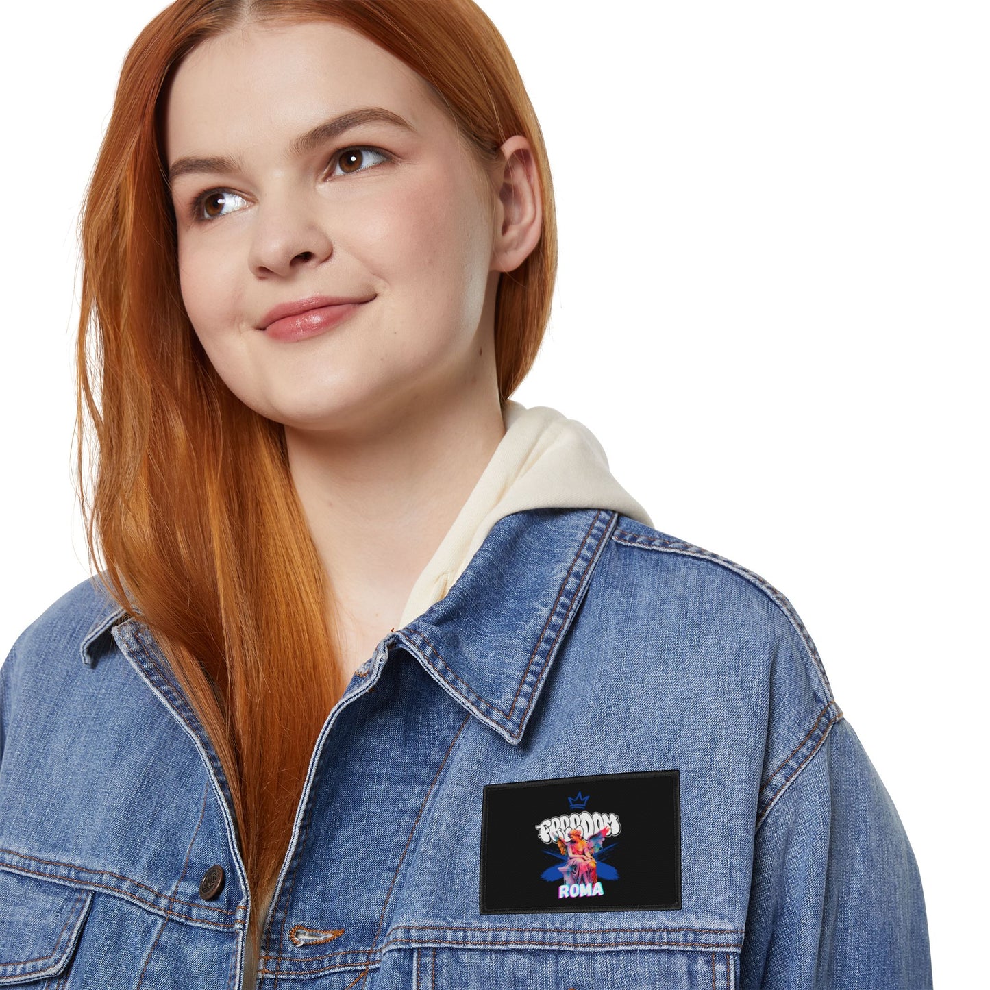 Detailed patch showing a graceful angel, topped with “FREEDOM” text and “ROMA” underneath.