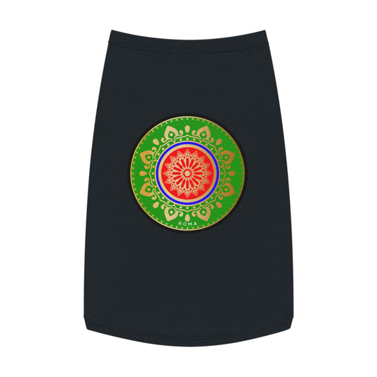 Pet modeling a Szukar Roma sleeveless tank top for an edgy streetwear look.