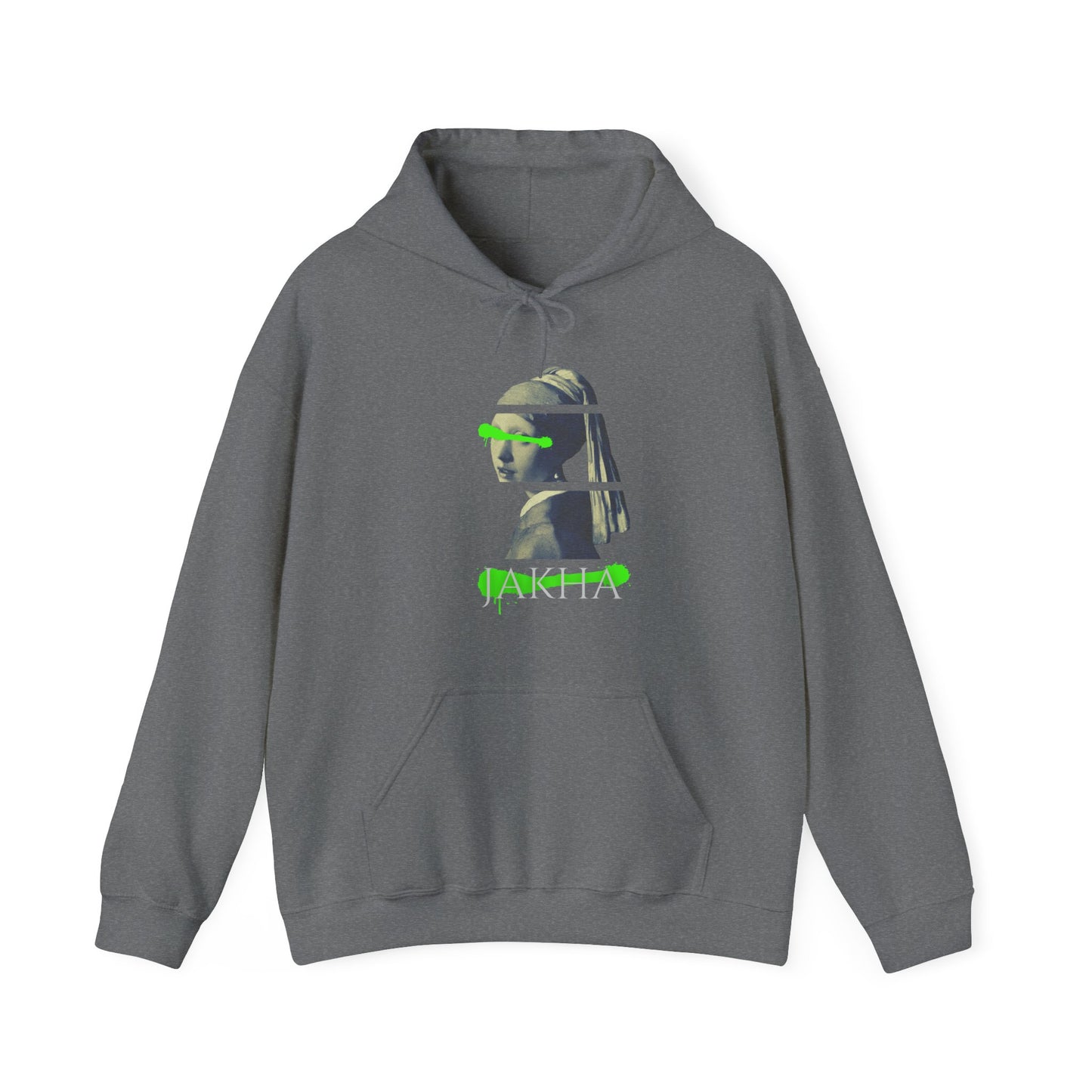 Graphic hoodie with a stylized depiction of a Roma girl, designed to evoke emotion and cultural pride.