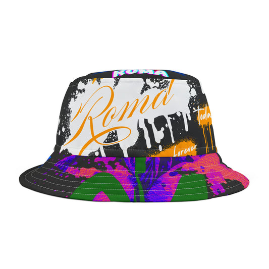 black Bucket hat Szukar Roma design sketch