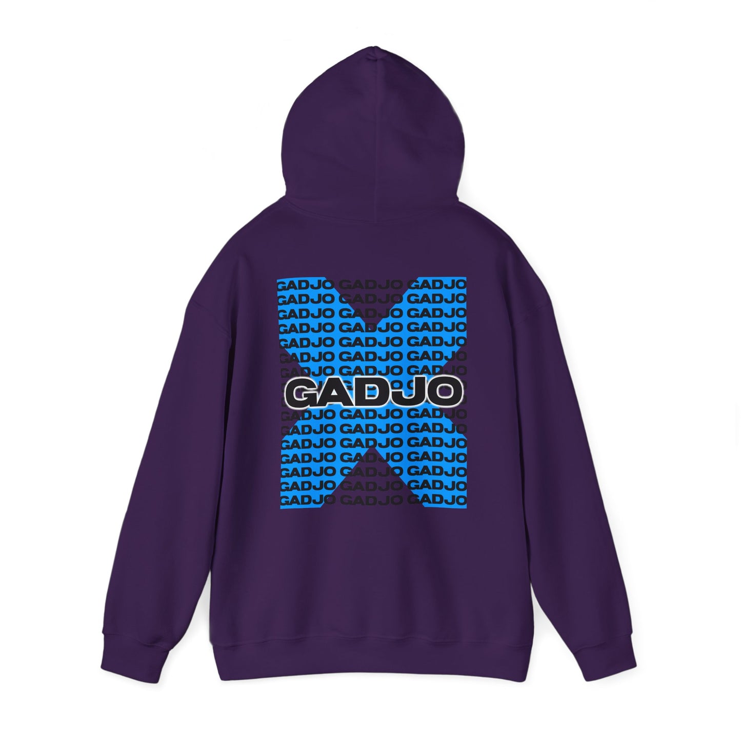 Urban hoodie design showcasing graffiti-inspired “GADJO” lettering, adding attitude and edge.
