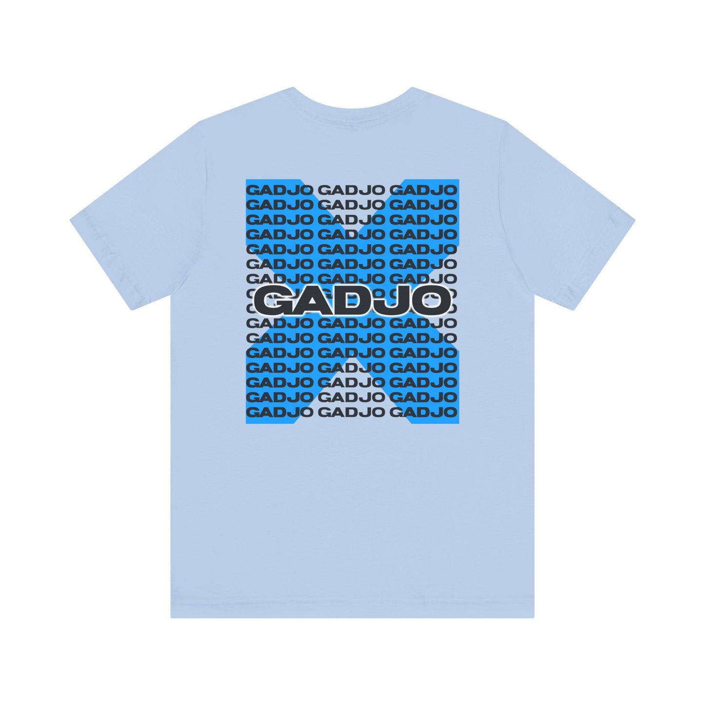 Short sleeve t-shirt with simple yet striking GADJO text across the front.