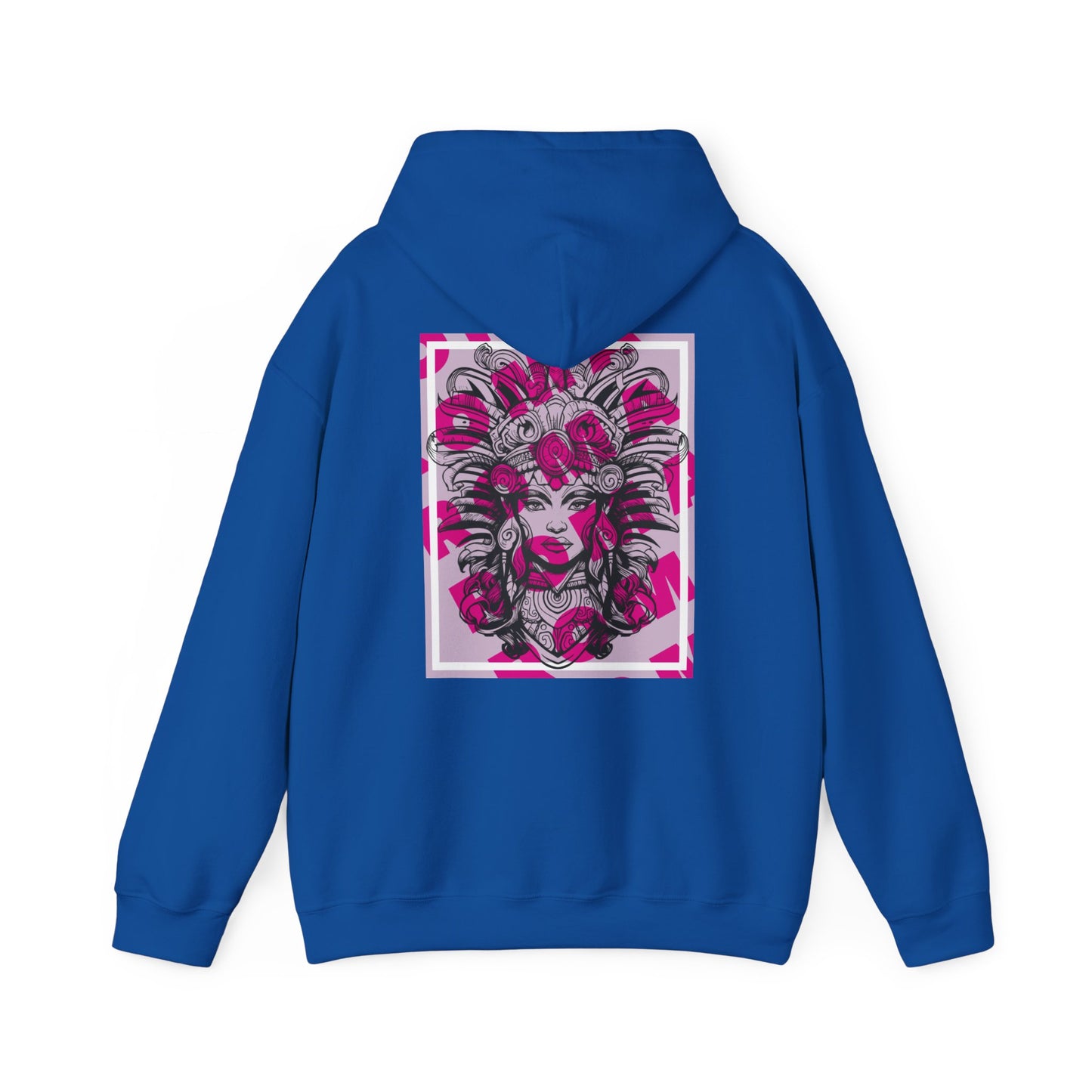 Hoodie with a bold close-up design of a girl’s face, combining realism and artistic elements.