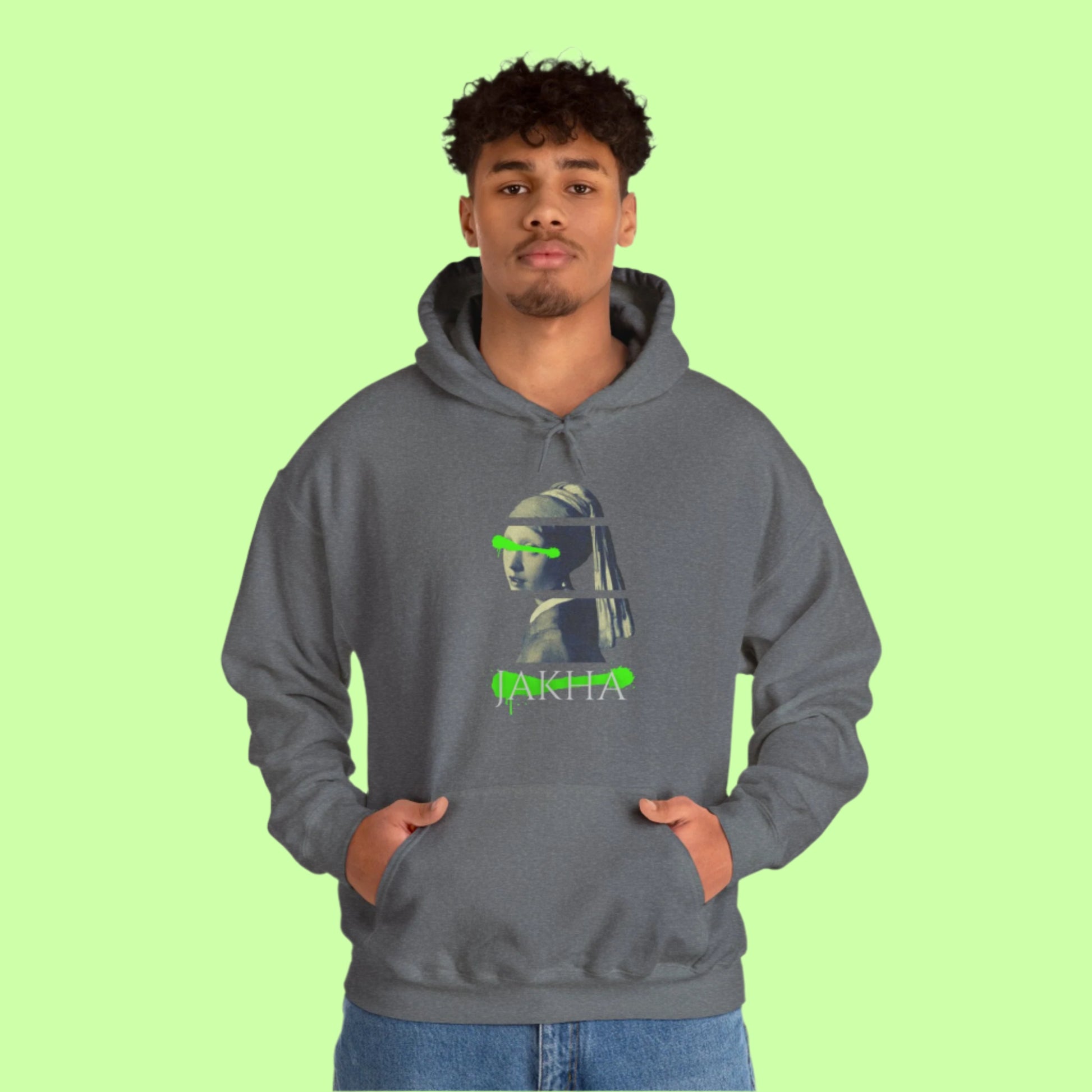Urban-style hoodie with a Roma girl’s portrait, eyes full of story, blending culture and streetwear.

