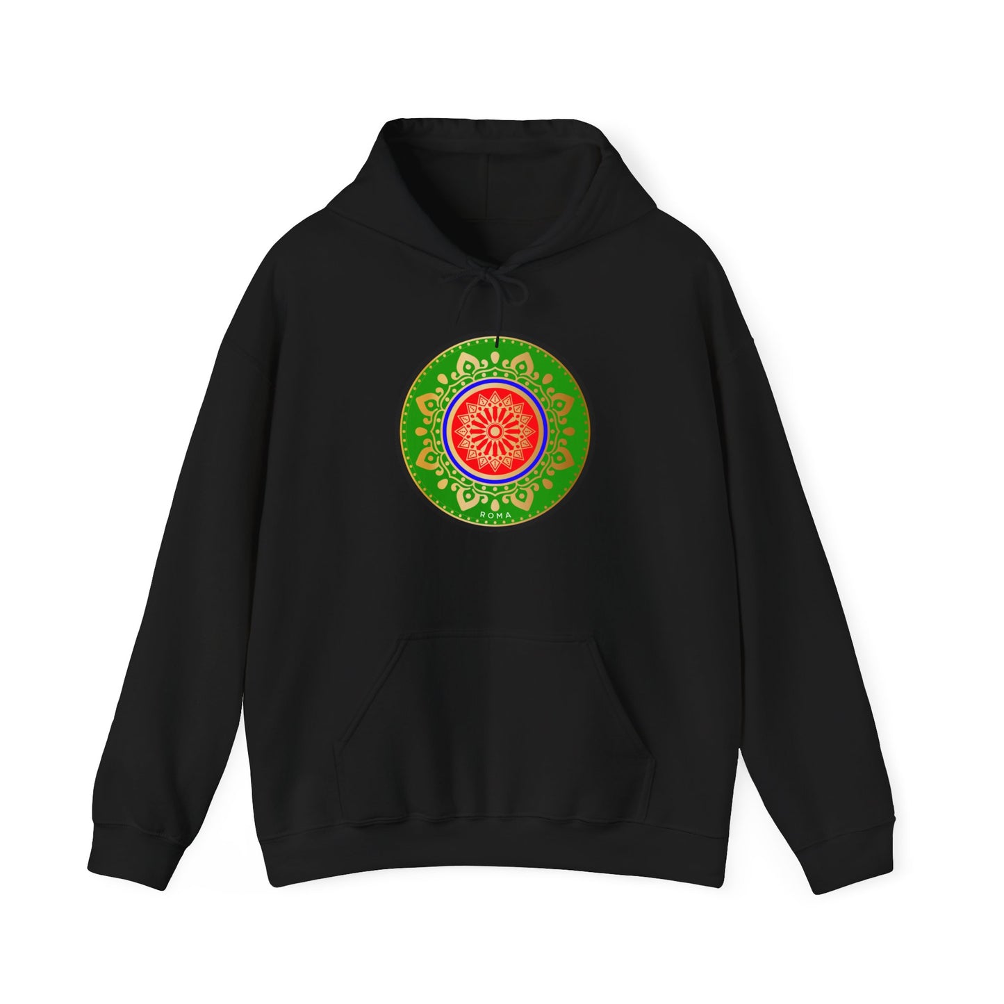 Black front hoodie szukar roma sketch  and circle designwhite color