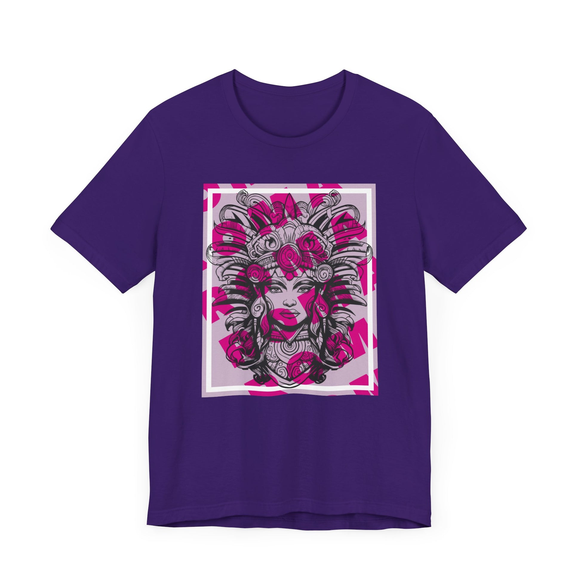 Casual tee with GADJI text designed using classic Roman serif font and decorative laurel accents.