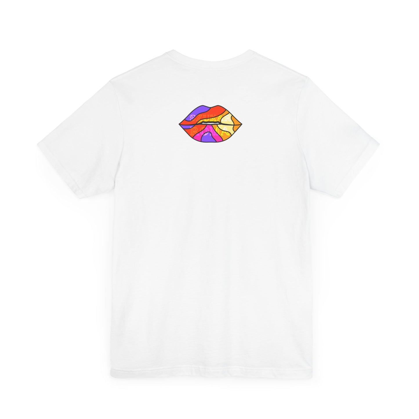 Vintage-effect t-shirt with bright lips and ghosted SUKAR ROMA print