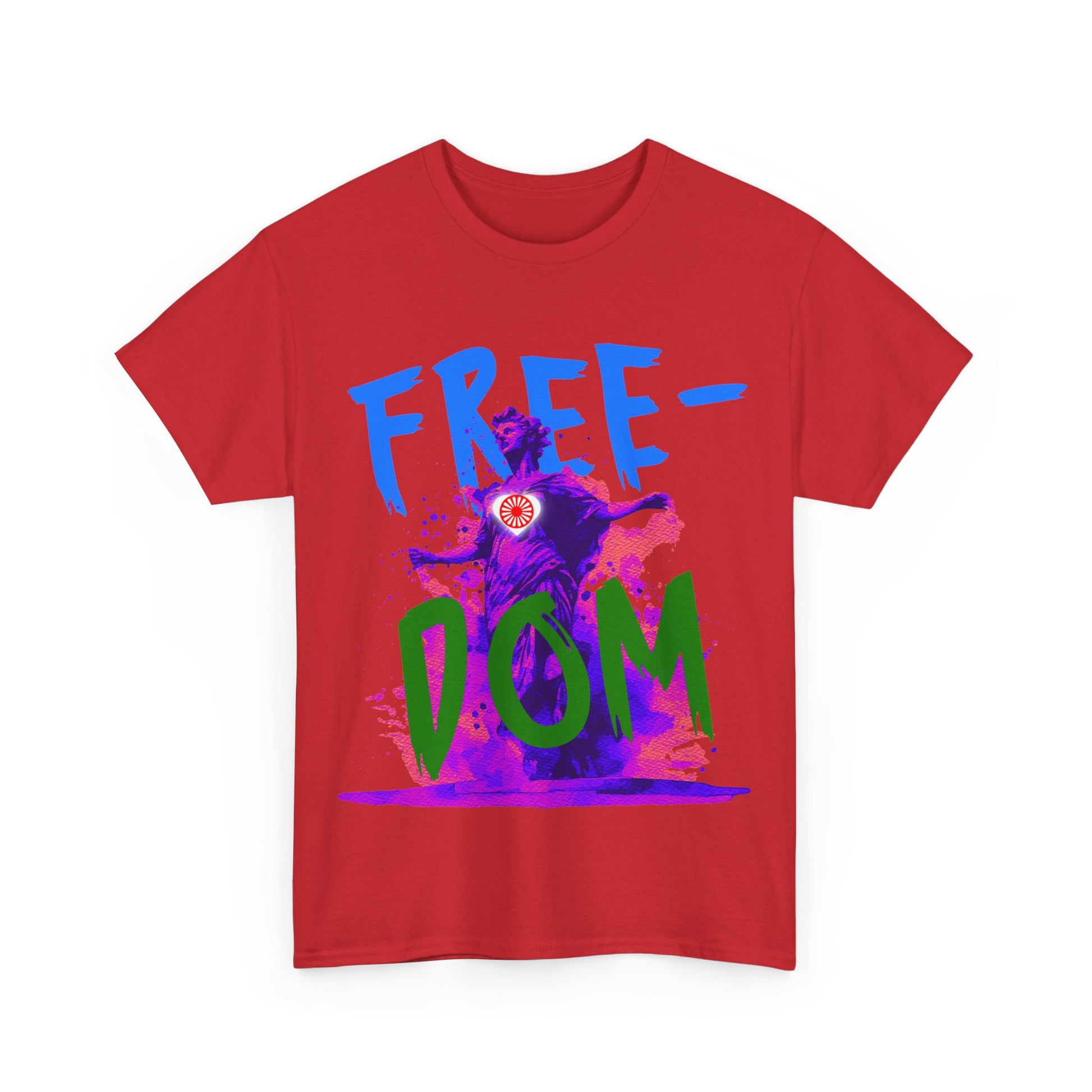 Short sleeve t-shirt with a detailed statue graphic and bold “FREEDOM” text below.