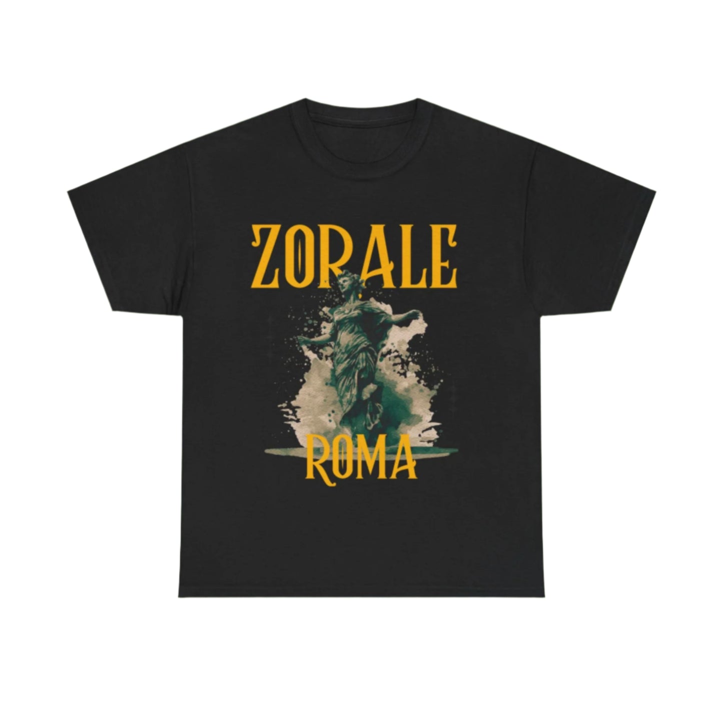 Szukar Roma T-shirt featuring bold ZORALE text and a realistic Roman statue print