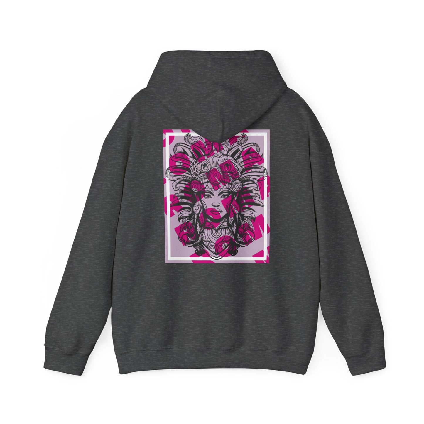 Hoodie design highlighting a close-up view of a girl’s face with artistic brush strokes and subtle colors.

