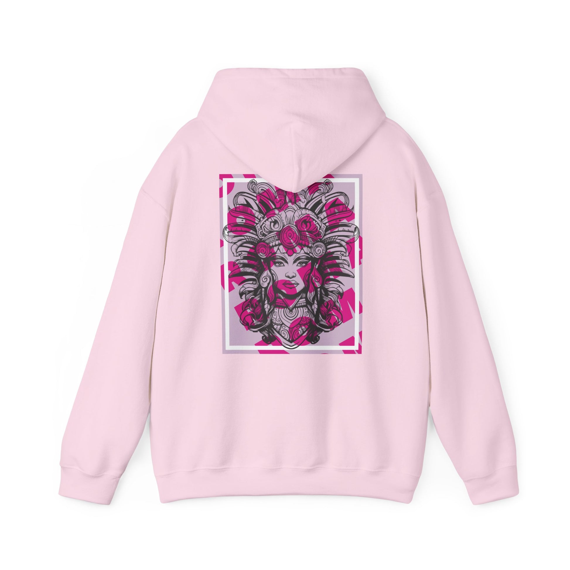 Hoodie highlighting a close-up portrait of a girl with gentle facial expression and artistic flair.

