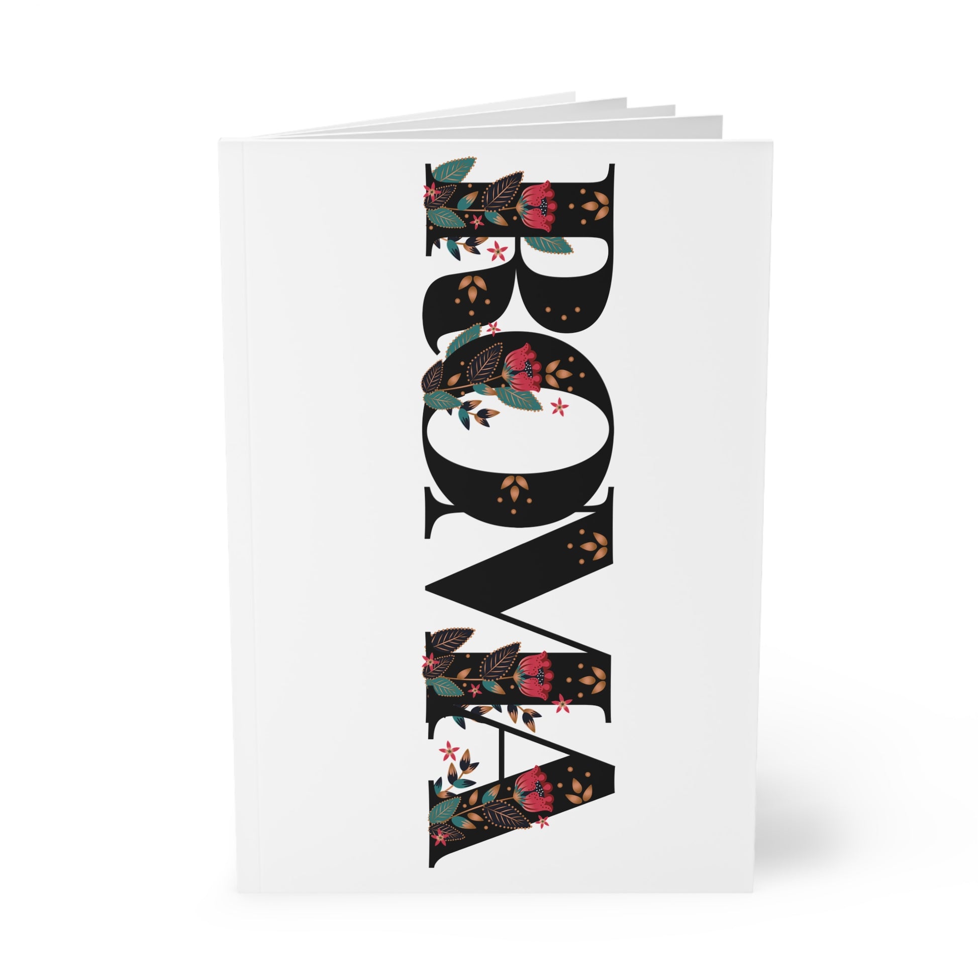 Minimalist notebook featuring vertical ROMA lettering down the cover spine.