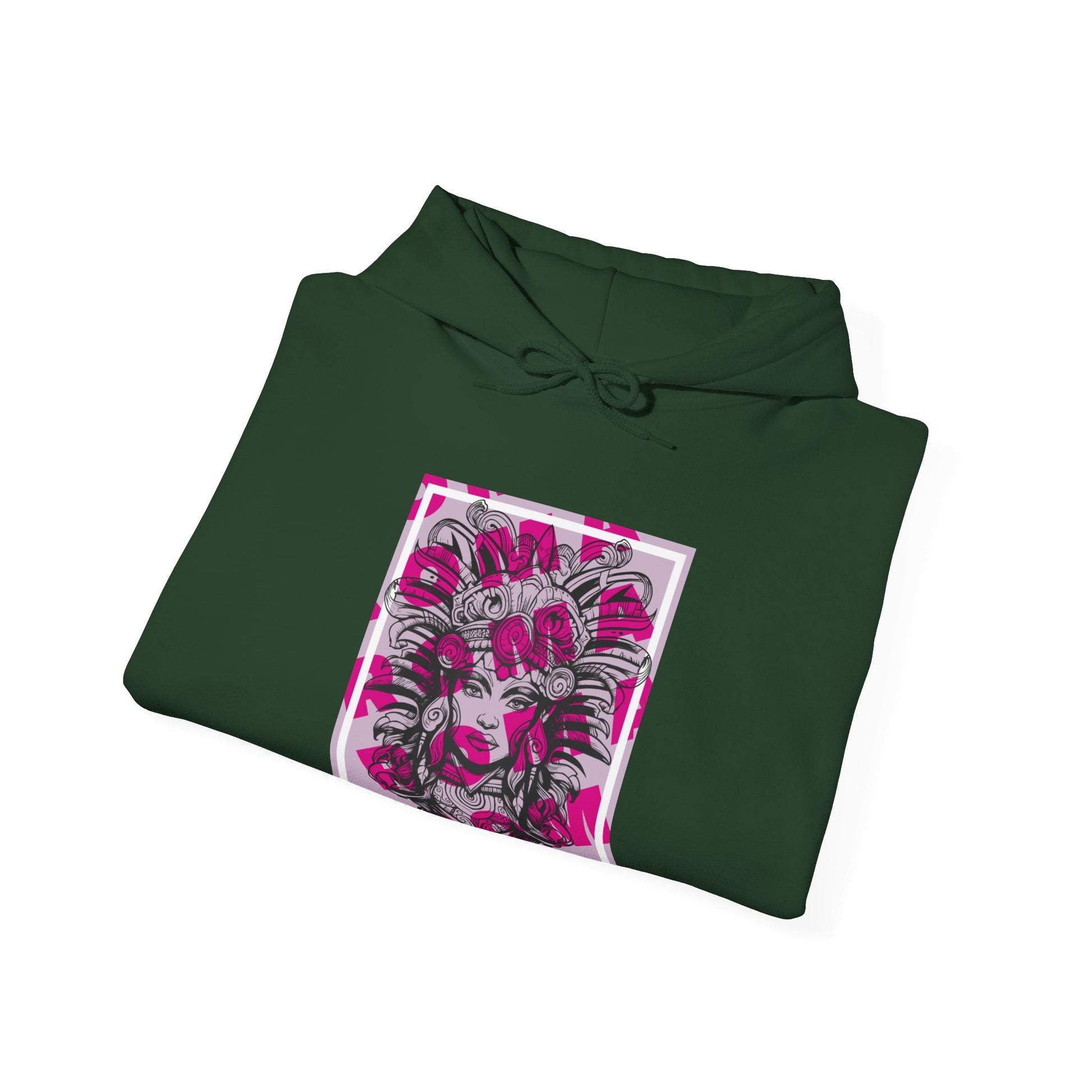 Artistic hoodie design displaying a close-up of a girl’s face with vibrant colors and fine details.

