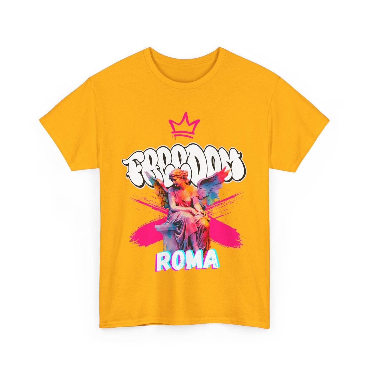 YELLOW COLOR T-Shirts  Szukar Roma FAIRY ROMA TEXT FREEDOM