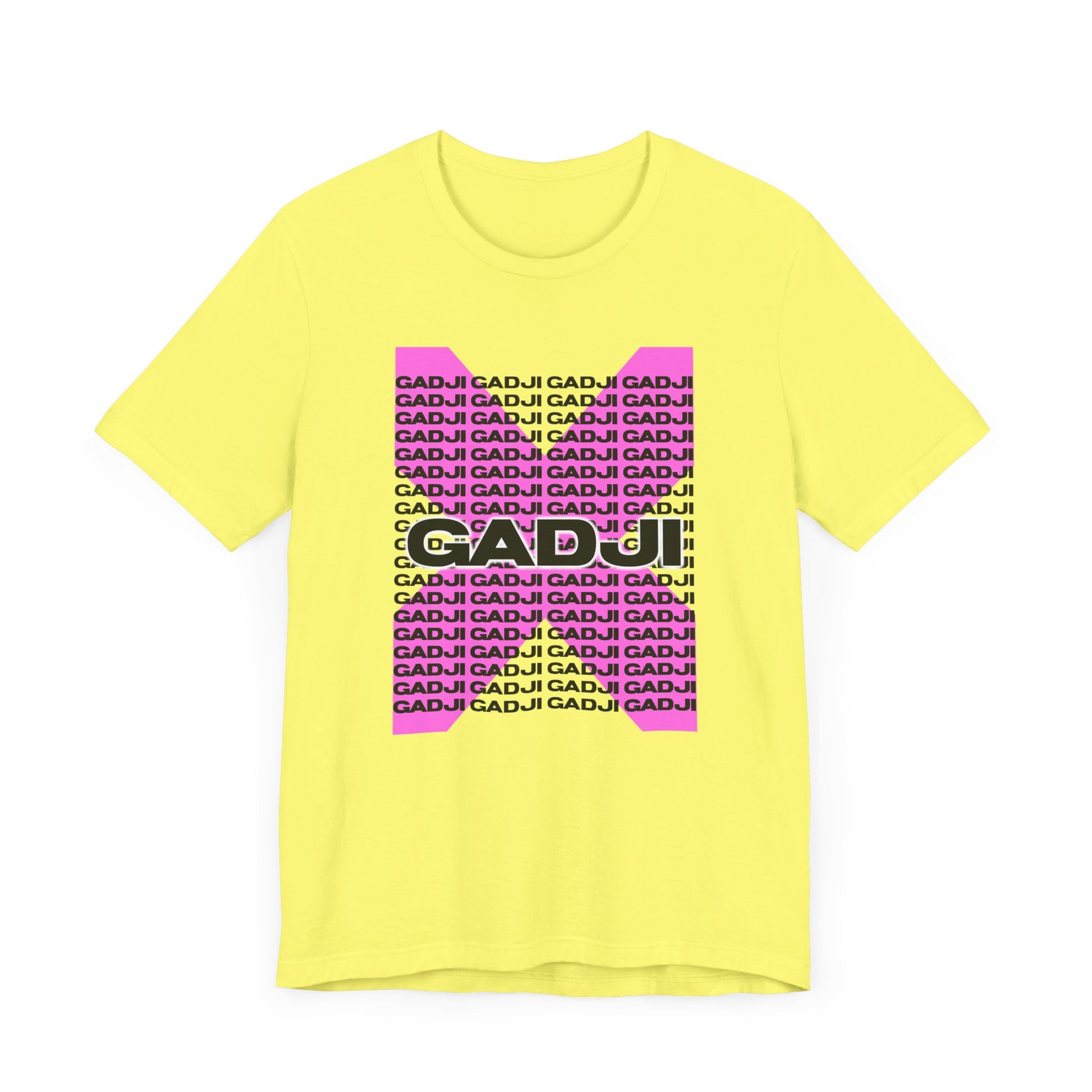 Short sleeve shirt displaying GADJI text framed by Roman columns and laurel branches.