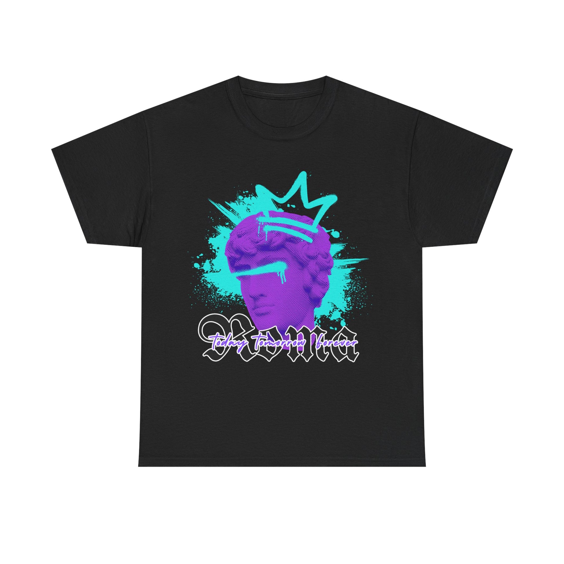 black t-shirt tee front crown sketch roma design