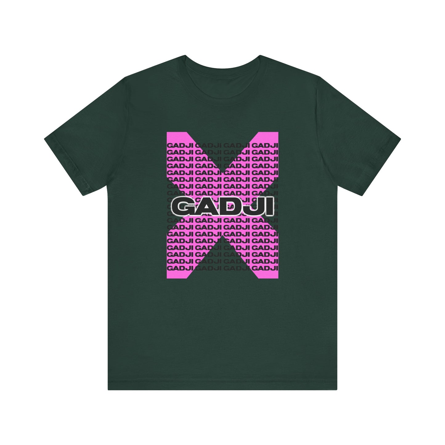 Youthful tee with handwritten GADJI script placed diagonally for an edgy street look.