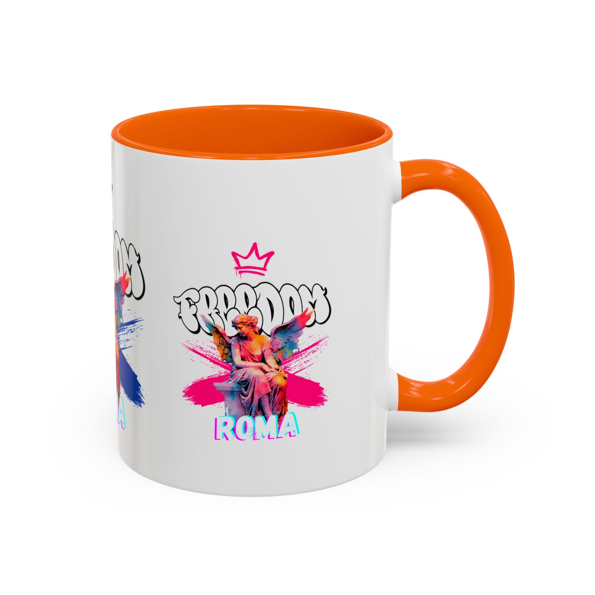 Orange sensitive lip rim, featuring angel design and ROMA text