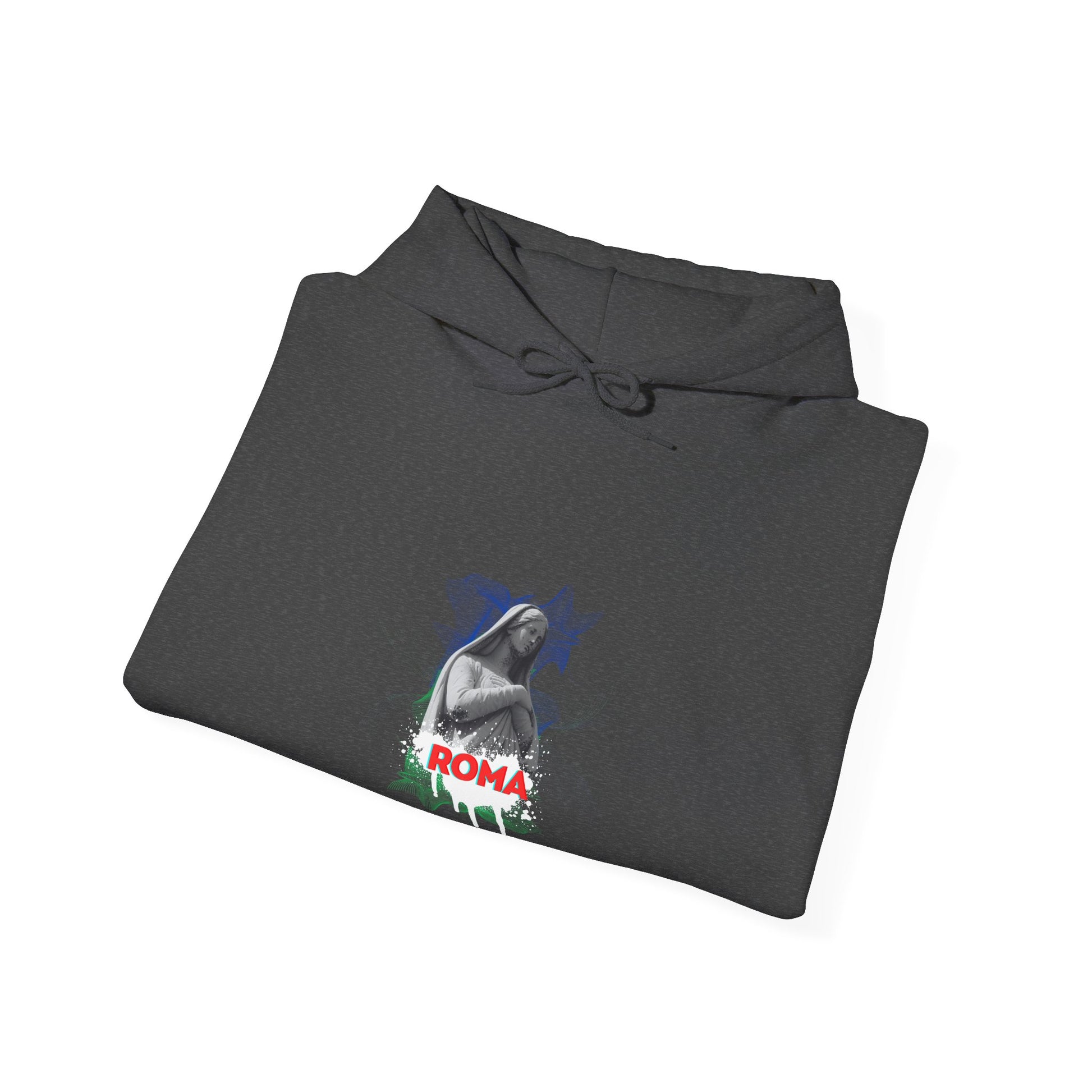 gray  folded hoodie roma design